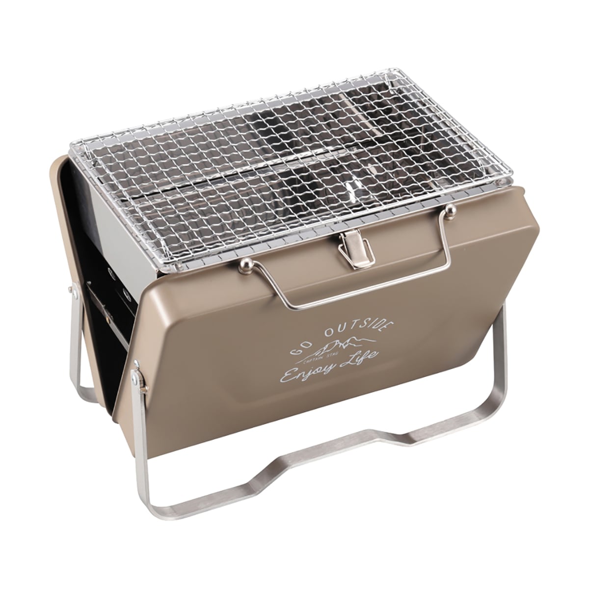 【在庫有・即納】キャプテンスタッグ CAPTAIN STAG モンテ V型 卓上グリル カーキ UG-66 ソロキャンプ お花見 バーベキュー