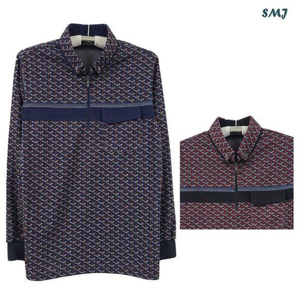 SMJ1836 メンズ ボタンカラー 長袖 Tシャツ ゴルフ 男性 春秋