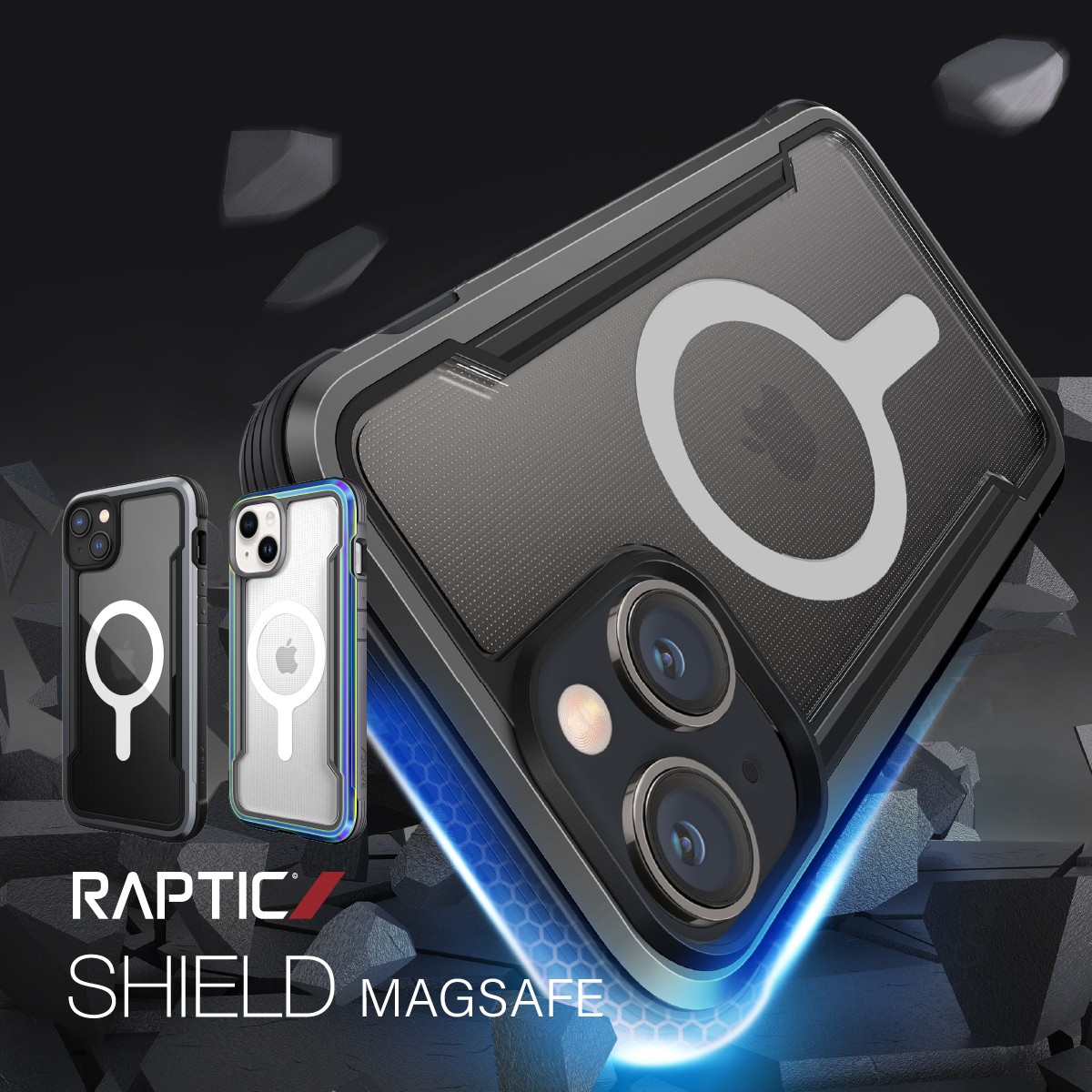 iPhone14Plus 対応 ケース クリア カバー MagSafe対応 マグネット リング 内蔵 スマホケース 米軍 MIL 規格 耐衝撃 クリアケース Shield MagSafe RAPTIC