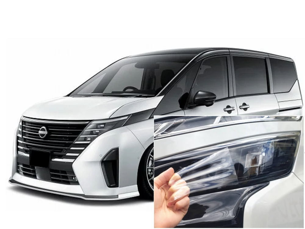 ヘッドライトプロテクションフィルム (セレナワゴン C28) 車種専用 カット済み 左右セット ヘッドライト保護 C28 ニッサン用