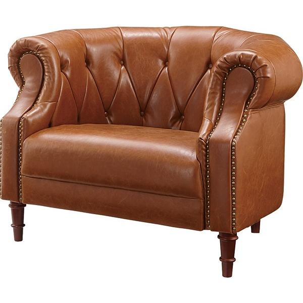 レザーソファ レザーソファー 合皮 ソフトレザー 1人掛けソファ 一人掛けソファー レトロ ビンテージデザイン ヴィンテージ風 アメリカン ソファ