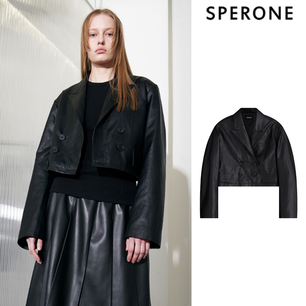 [SPERONE] Crop Leather Blazer