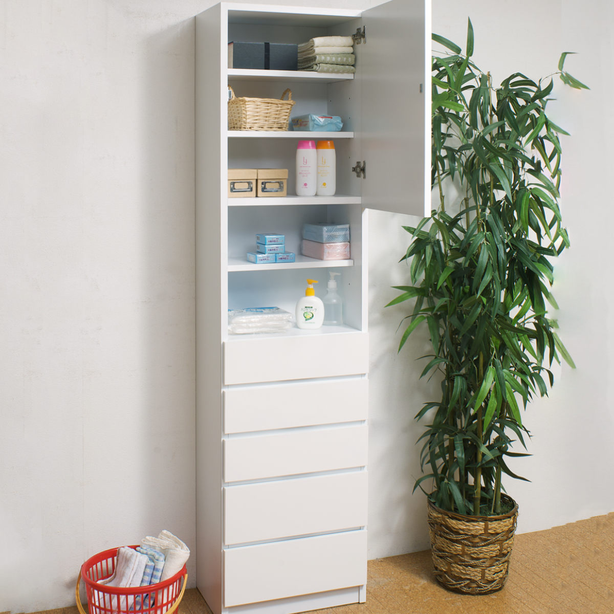 ランドリーチェスト 幅45cm ランドリー収納 サニタリー収納 洗面 ハイチェスト タンス 引き出し 完成品 日本製 幅45cmランドリー収納