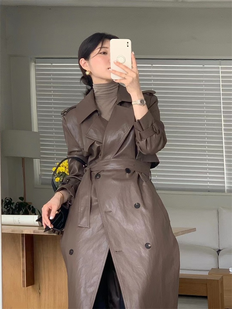 激安セール クラシックなデザイン ダブルボタンコート ウエストベルトでフィット感調整 ロング丈