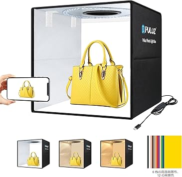 PULUZ 40cm撮影ボックス ポータブル 簡易スタジオ 高 CRI (95 ) 3 色温度 調光可能 ライトボックス Type-C 撮影キット 射撃テントボックス 製品写真用 6 x 両面カラー