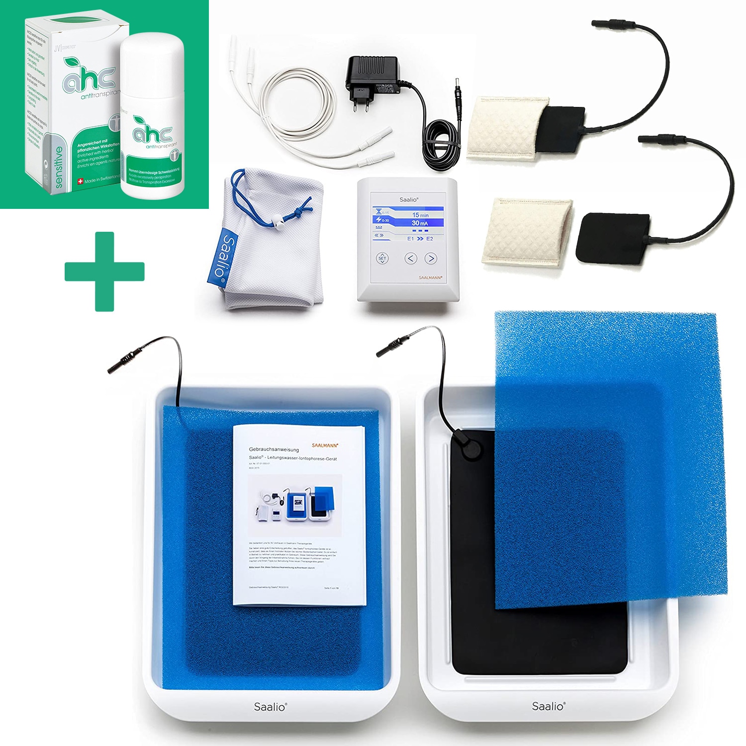 【追跡付き！】サーリオ 家庭用最新イオントフォレーシス 手足脇用と制汗剤AHCセンシティブ30mlのセット　汗がピタッ！脇汗 手汗 多汗症 足汗 手掌多汗症