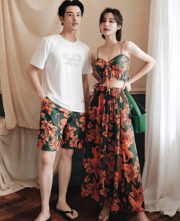 【送料無料】ペア水着 カップル水着 お揃い レディース メンズ セット水着 ペアルック 体型カバー セパレート水着 ご夫婦 恋人 春夏ペア 水着 男女セット 4点セット ショートパンツ タンキニ みず 5,090円