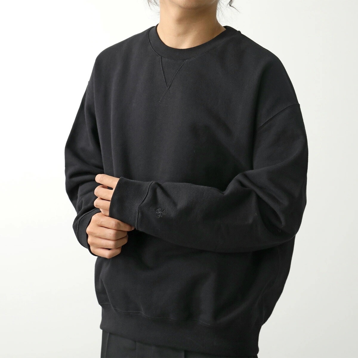 JIL SANDER+ ジルサンダー プラス トレーナー J47GU0128 J20039 メンズ 長袖 スウェット コットン クルーネック 無地 001/BLACK J47GU0128J200390