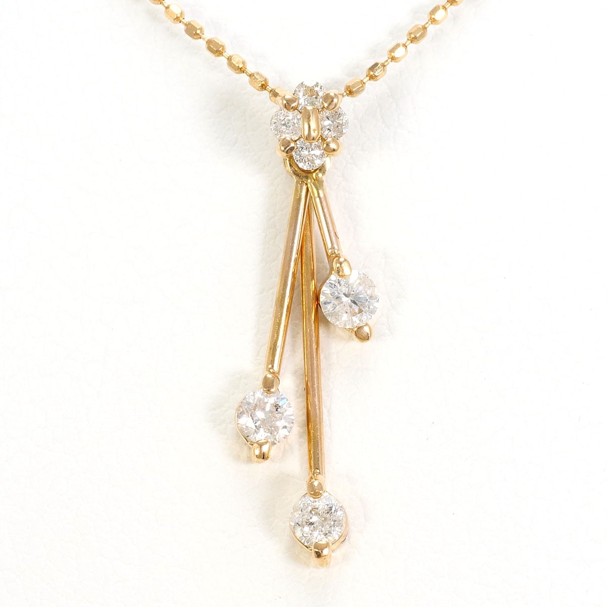 K14 14金 YG イエローゴールド ネックレス ダイヤモンド 0.29ct 総重量約1.8g 約39cm 中古