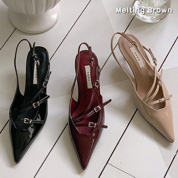 夏のミドルヒールストラップサンダル k68