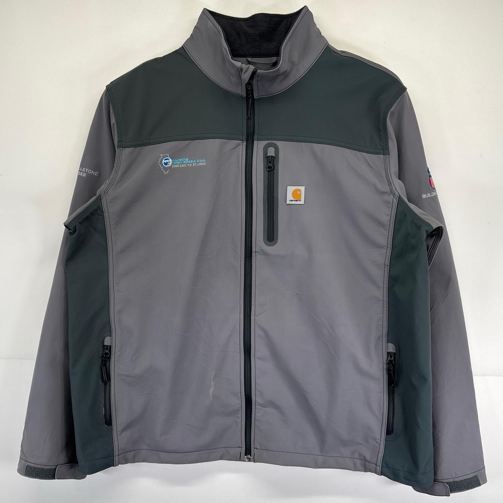 古着 ジャケット 大きいサイズ ソフトシェルジャケット ワンポイントロゴ 2XL グレー系 メンズ