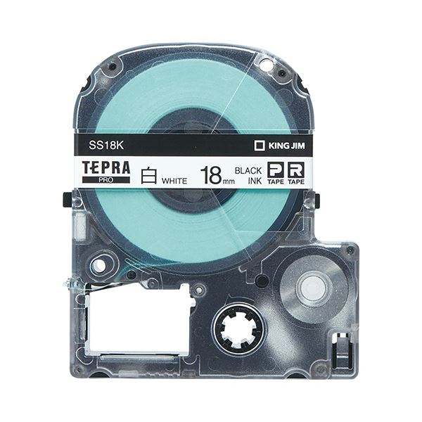 （まとめ） キングジム テプラ PRO テープカートリッジ 18mm 白／黒文字 SS18K 1個 (×4セット)ラベル・ステッカー