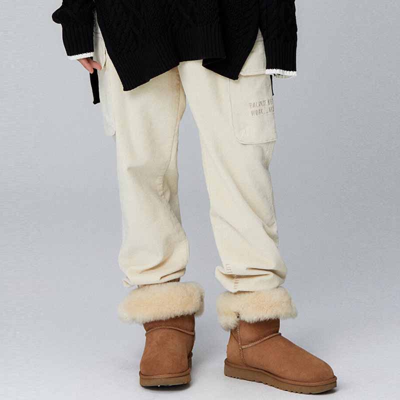 22F/W韓国ファッション新品! レディース下衣 コーデュロイスウェットパンツ 保温 防寒 ジョガーパンツ(2色) LW224WL715