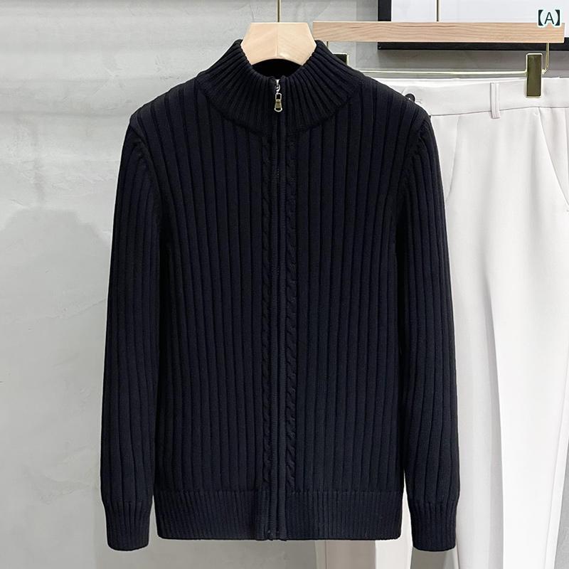 カーディガン メンズ セーター ニット アウター ジッパー ジップアップ ジャケット 春秋冬 ブラック グレー ネイビー 紳士 6,636円