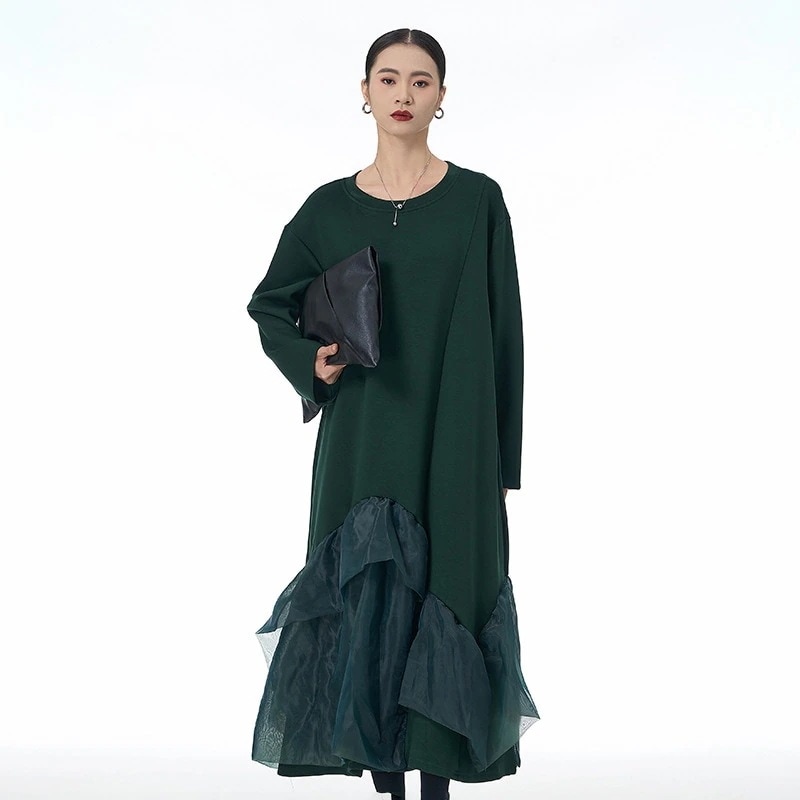 新作 韓国 デザイン 長袖ワンピース 木耳縁 ワンピース 高級感 パーティードレス ワンピース 気
