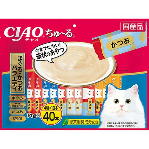 （まとめ買い）CIAO ちゅる まぐろ/かつおバラエティ 14gx40本入り SC-132 猫用おやつ [x3]