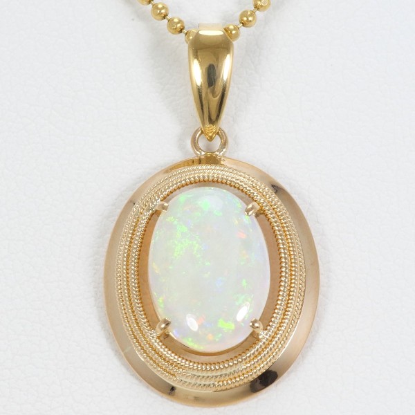 K18 18金 YG イエローゴールド ネックレス オパール 約40cm ジュエリー 中古