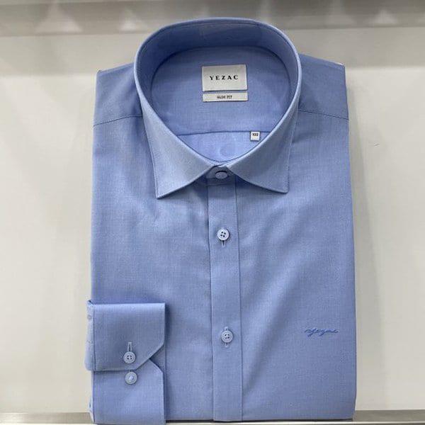22S/S ブルーツイルソリッドスリムフィット長袖シャツ YJ2SBS950BL