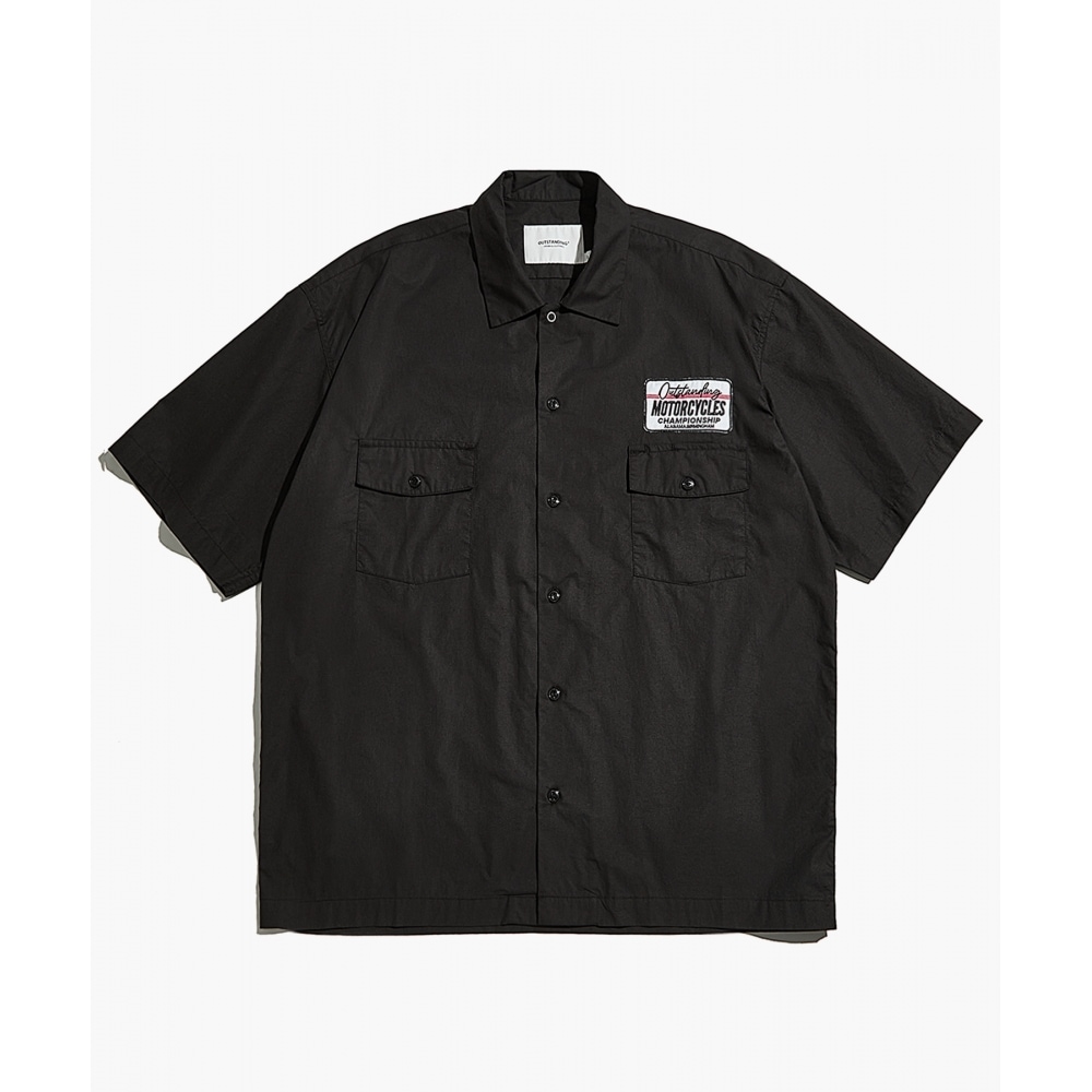 優れた 5/26 배송 メカニックハーフワークシャツ_ブラック