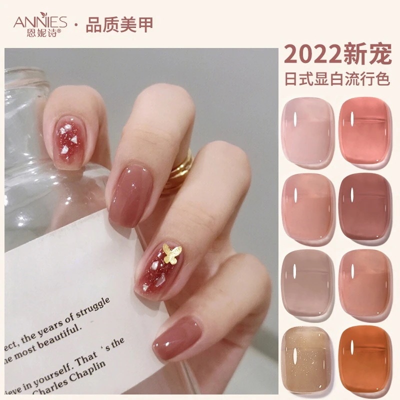 Ennis インターネットセレブアイス透明マニキュア接着剤 2024 新しいローズビーンペーストカラー光線療法接着剤ネイルサロン特殊接着剤