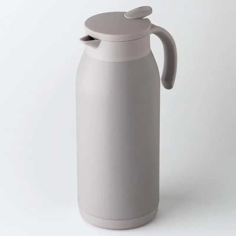 保冷ポット 保温ポット 1.5L 軽量スリム 節電 省エネ 卓上ポット ステンレスポット 魔法瓶 保温 保冷 真空断熱二重構造 洗いやすい ワンタッチレバー 広口 グレー 白湯