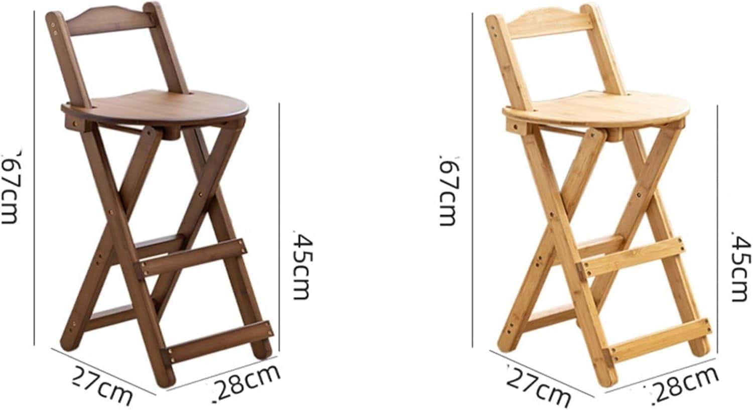 折りたたみ椅子 背付 足置き付き 木製 ダイニングチェア カウンターチェア バーカウンターリビング 居酒屋 茶色 サイズ選択可能 27*28*67CM 座高さ45cm 28*34*84.5CM 座高さ