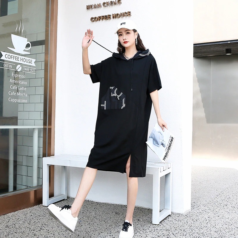 ワンピース韓国ファッションレディースパーカーtシャツワンピース着痩せ効果夏服可愛いロンt人気新作