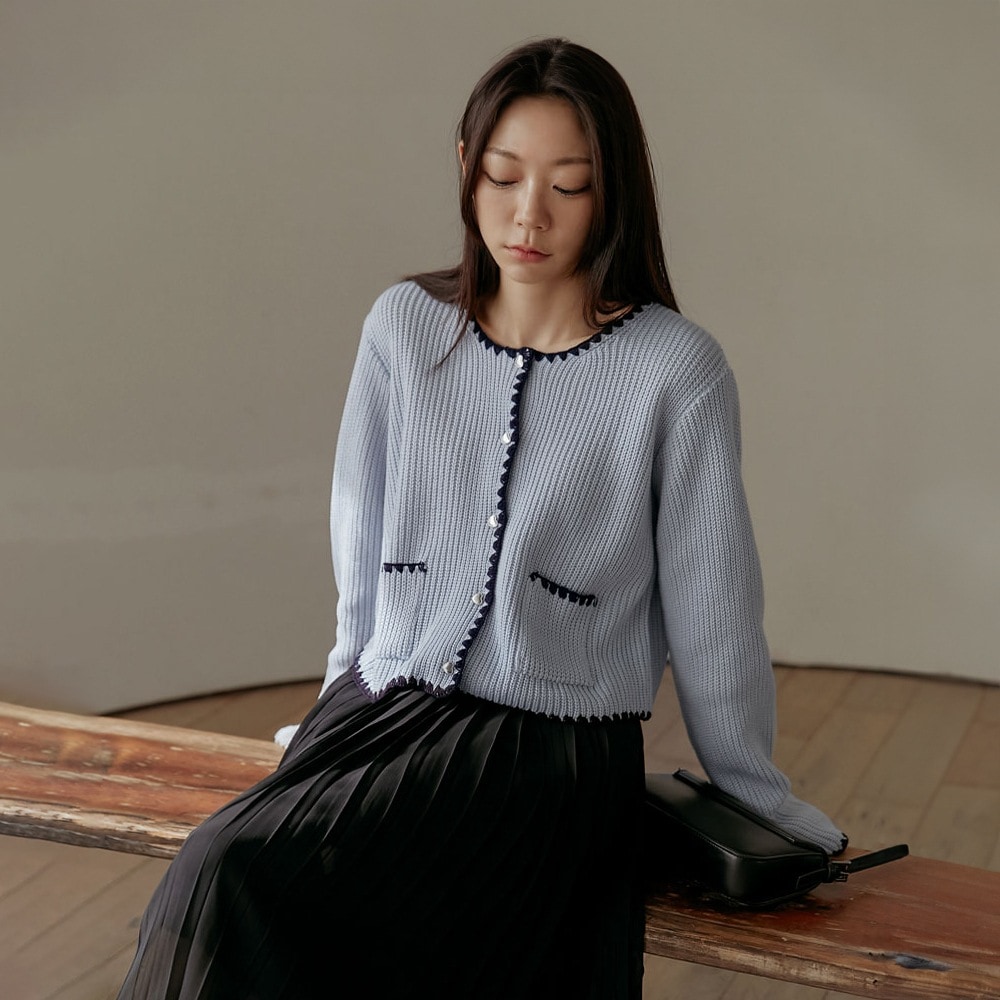 ルエネハートボタンカラーリングニットカーディガン