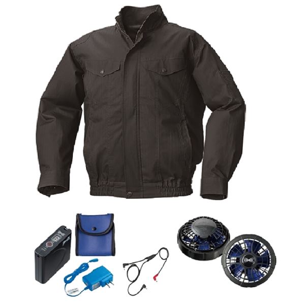 KU92040空調服 綿 ヘリンボーン FAN2400SPBB/LISUPER1セット ブラックL