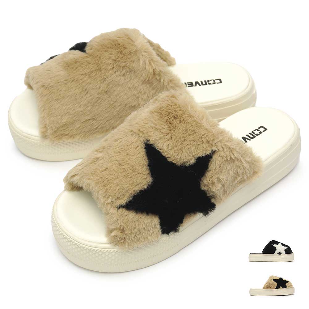 オールスター ライト PLTS ボア サンダル レディース 厚底サンダル ファー