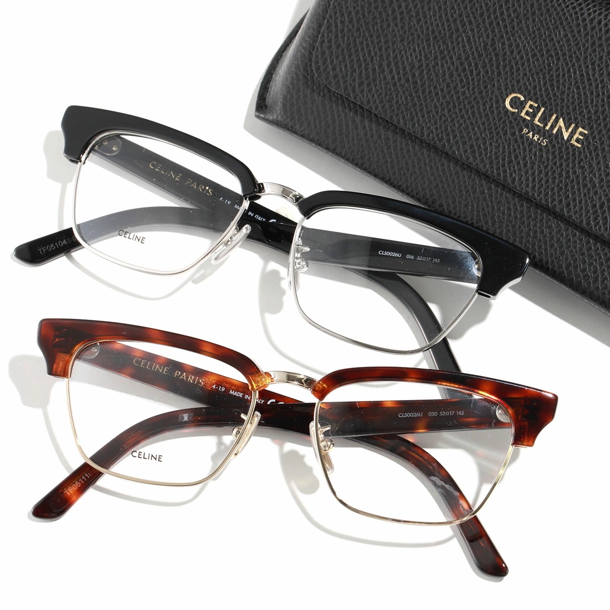 CELINE セリーヌ メガネ CL50026U レディース ブロー型 サーモント ハーフリム スクエア めがね 伊達メガネ ダテ 眼鏡 ロゴ アイウェア カラー3色