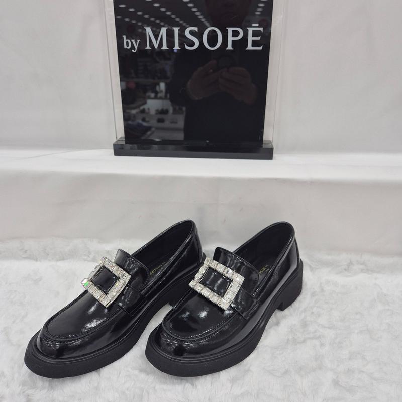 By 女性 ジュエリー装飾ポイントローファー 112HT419DG009 BLACK 4 JJ