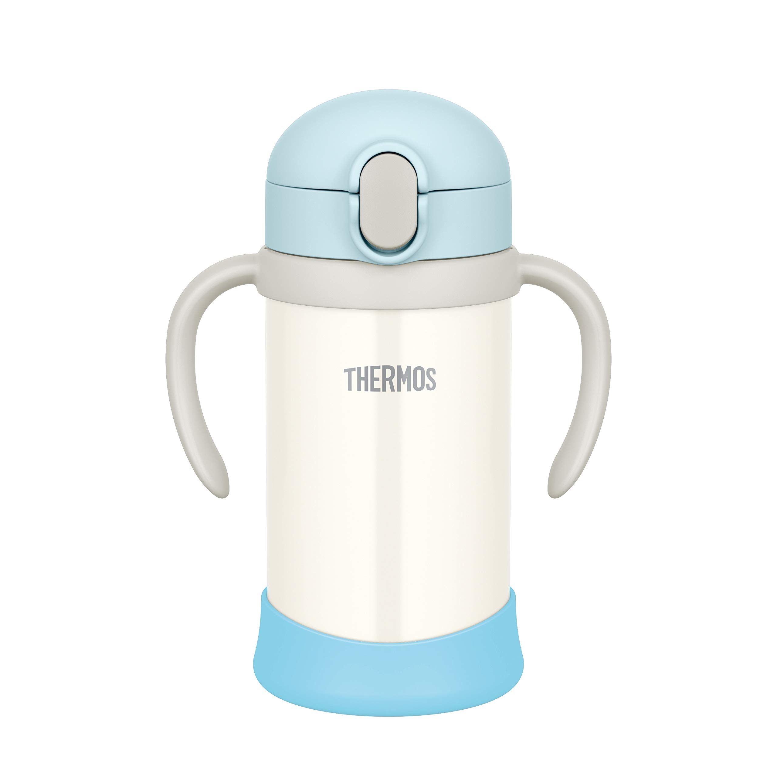 サーモス(THERMOS) まほうびんのベビーストローマグ FJL-350 ブルーホワイト (BLWH) 350ml 水筒 子供 ステンレス製魔法びん構造 スペアストローセット付き 扱いやすいワンタッ