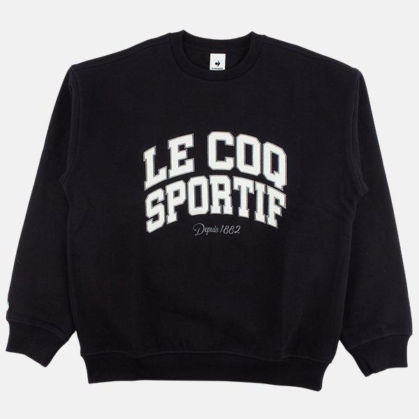 ルーズフィット アーチ型レタリング起毛スウェットシャツ QP423TFSO3 BLK