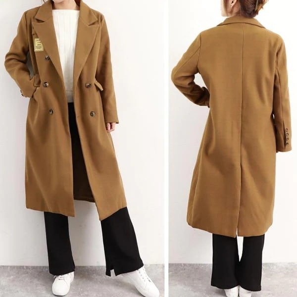 チェスターコート レディース ロングコート ダブルボタン カジュアル 秋冬 142992