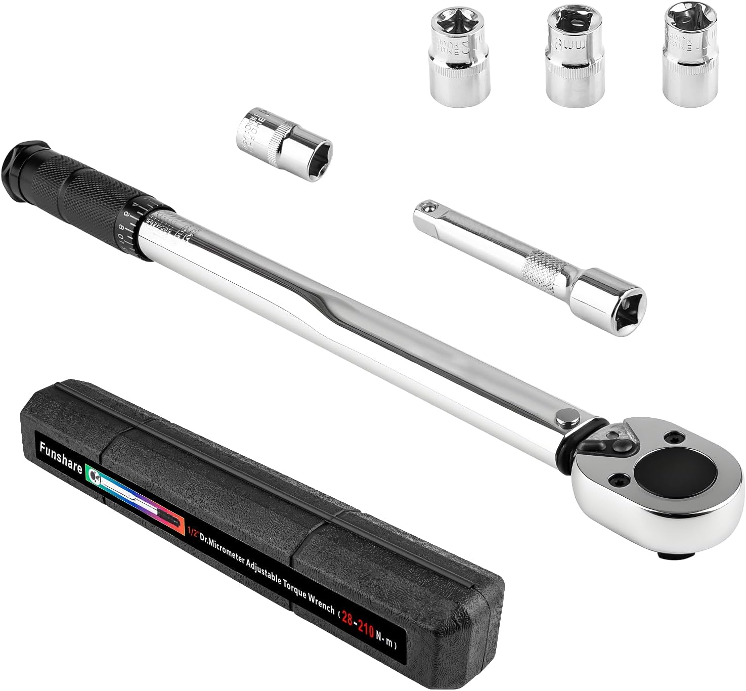 トルクレンチ プリセット型 差込角12.7mm 28-210N・m ソケット14/17/19/21mm ラチェット・エクステンションバー付き 5,919円