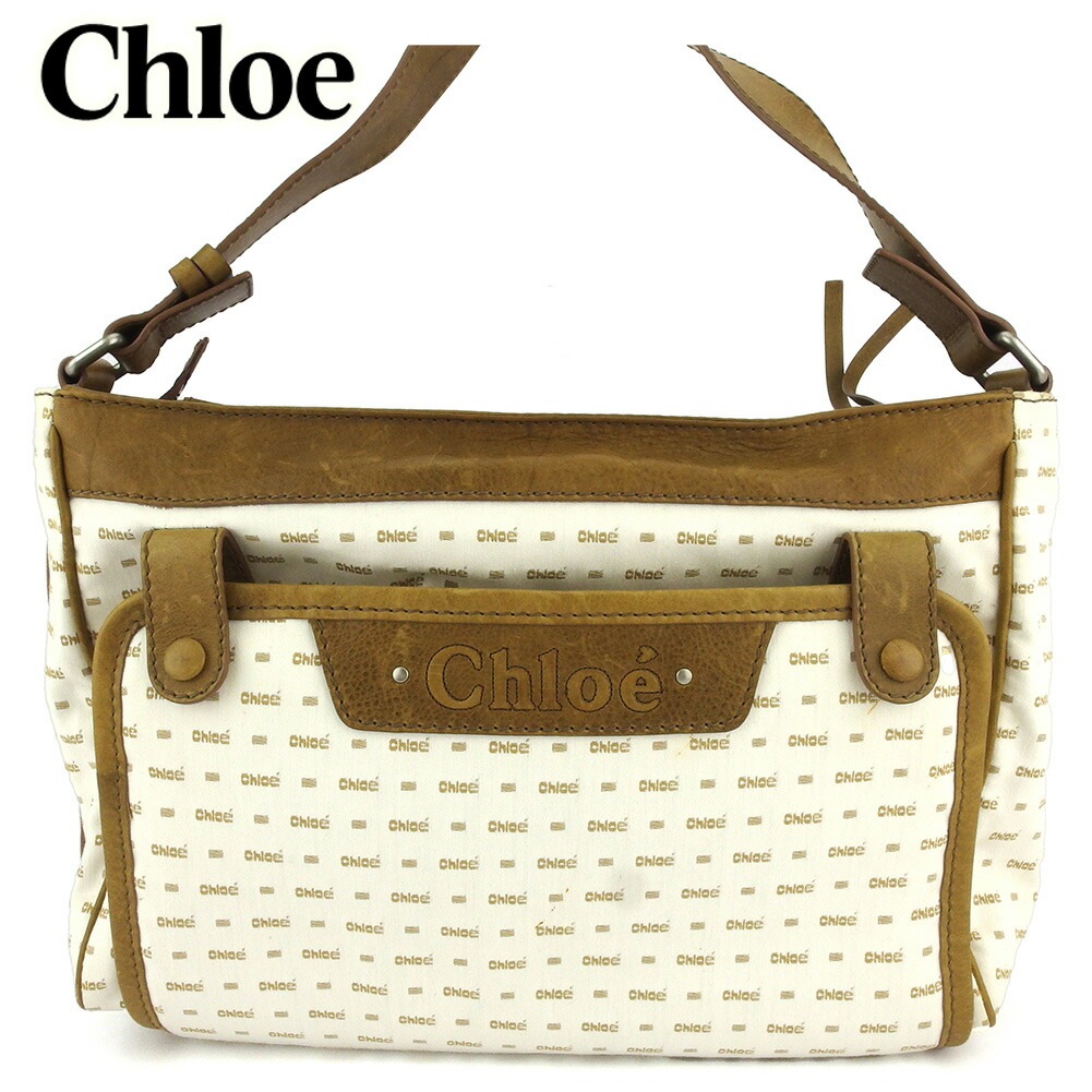 ショルダーバッグ マザーズバッグ ロゴ柄 レディース メンズ おむつ替えマット付き ベビーマット付き ホワイト 白 ベージュ シルバー 中古