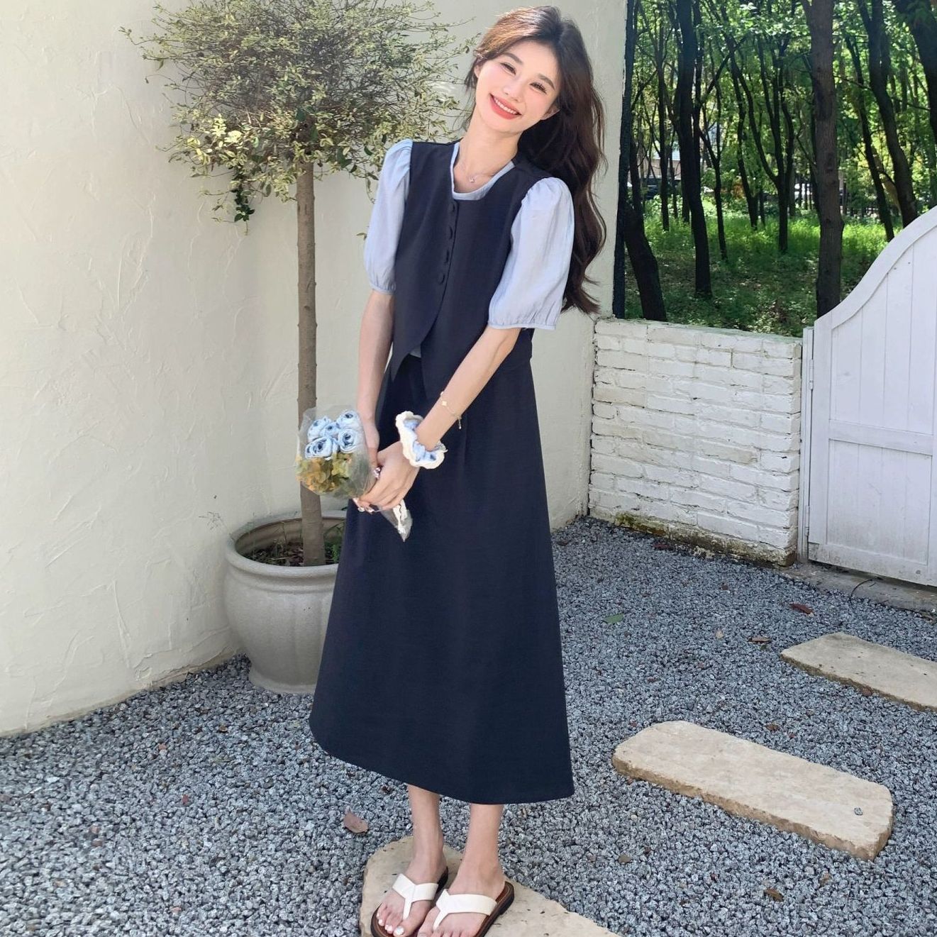 2025年新作 韓国 フレンチドレス tシャツワンピース 夏 夏 レディース ワンピース シャツワンピース ロングワンピース ワンピース