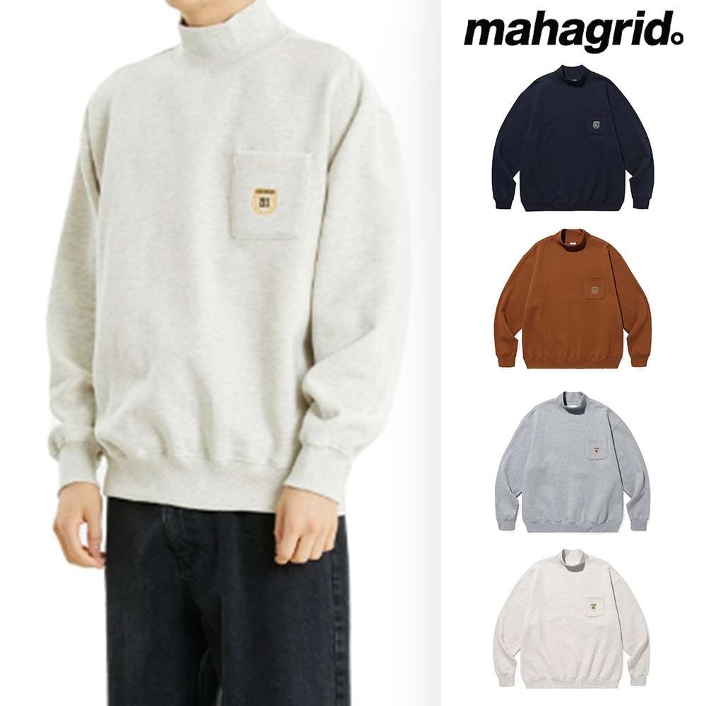 [mahagrid] CREST MOCK NECK SWEATSHIRT