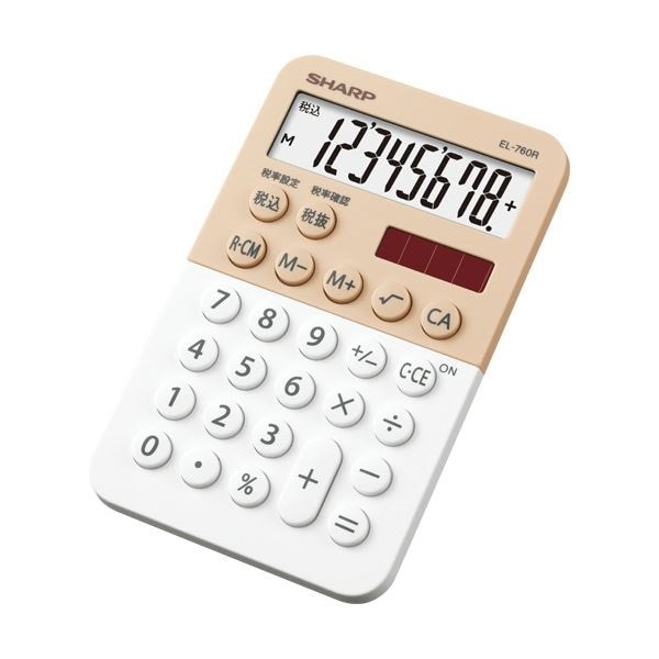 （まとめ）シャープ カラーデザイン電卓 8桁ミニミニナイスサイズ ホワイト系 EL-760R-WX 1台5セット