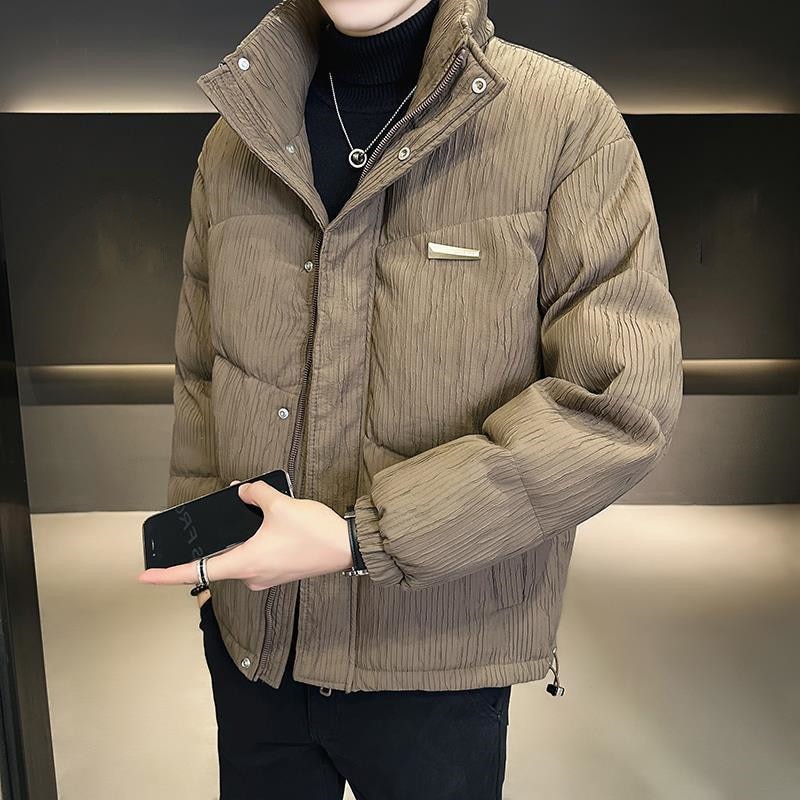 2025INS大人気 新作 メンズ ショート丈 冬 ハイエンド ビジネス 保温 中綿ジャケット スタンドカラー ヴィンテージ オシャレ ダウンコート