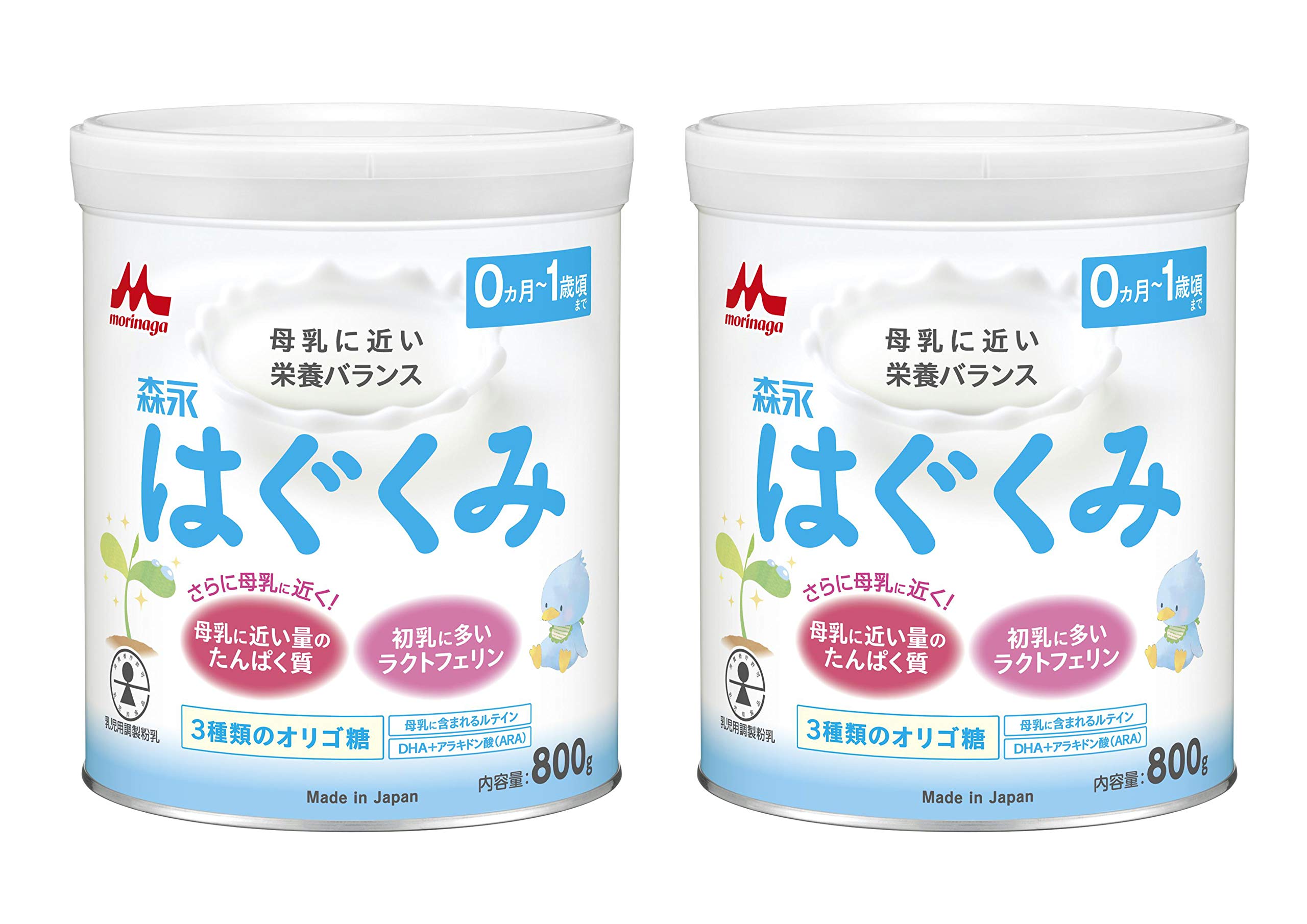 森永 はぐくみ 大缶 800g×2缶パック [0ヶ月~1歳 新生児 赤ちゃん 粉ミルク] ラクトフェリン 3種類のオリゴ糖