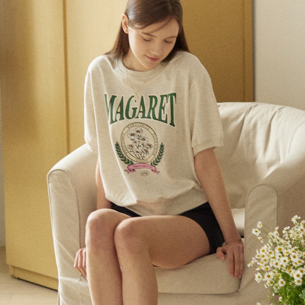 Margaret Artwork Half Sleeve Sweatshirt - 2color
