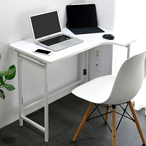 色：ホワイト 山善(YAMAZEN) デスク (L字デスク) 折りたたみ 傷・汚れ・水分・熱に強い天