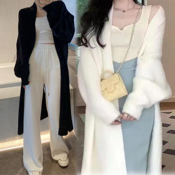 ロングカーディガン アウター コーディガン ふわふわ ニットカーディガン シャギー ひざ丈 秋冬 か 無地カーデ シンプル 定番 ロング丈 長袖