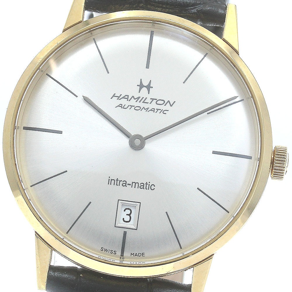 ハミルトン HAMILTON H384750 イントラマティック デイト 自動巻き メンズ 保証書付き_880676【中古】