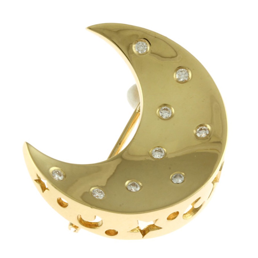 ミキモト ブローチ 18金 K18イエローゴールド ダイヤモンド MIKIMOTO 中古 美品