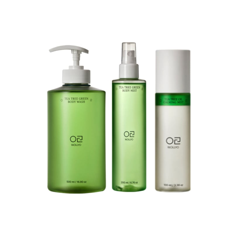 【ティーツリー高濃度配合】トラブル肌徹底ケア3点セット(ティーツリーグリーンボディウォッシュ500ml+ティーツリーグリーンボディミスト200ml+ティーツリーオイルカーミングミスト100ml)韓国コ