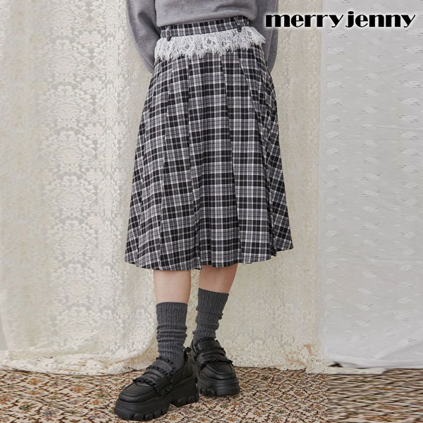 【SALE10%OFF】 【即納】 メリージェニー merry jenny ボトムス チェックレースプリーツスカート スカート ひざ丈 ミドル丈 チェック 282460801001
