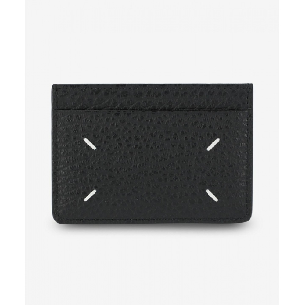 メゾンマルジェラ 4 ステッチスリム 3 スロットカードホルダー-ブラック/SA1VX0005P4455T8013名刺入れ・カードケース